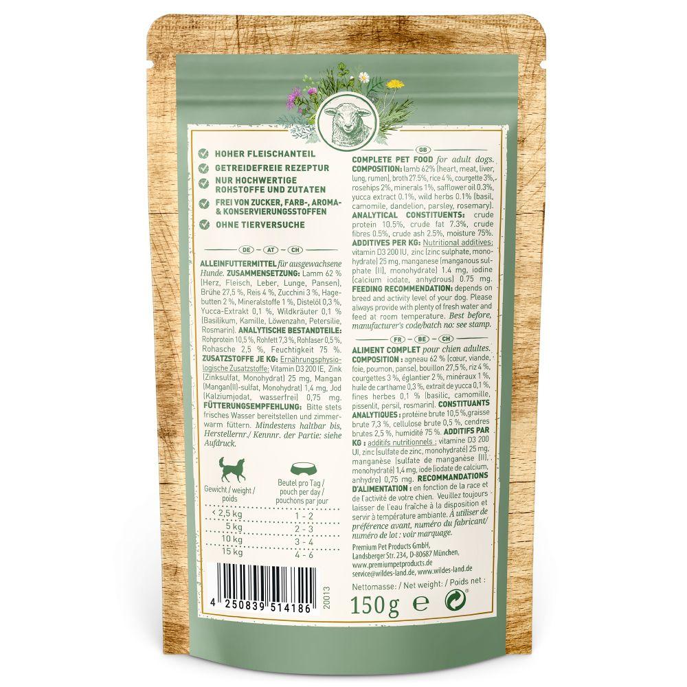 petspremium Wildes Land Lamm mit Reis Zucchini Wildkräutern und Distelöl Classic Adult Nassfutter 8 x 150 g Wochenangebot