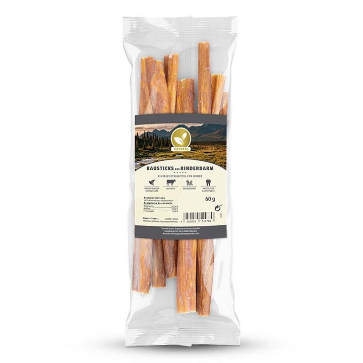 petspremium Natural Kausticks aus Rinderdarm Snack 60 g