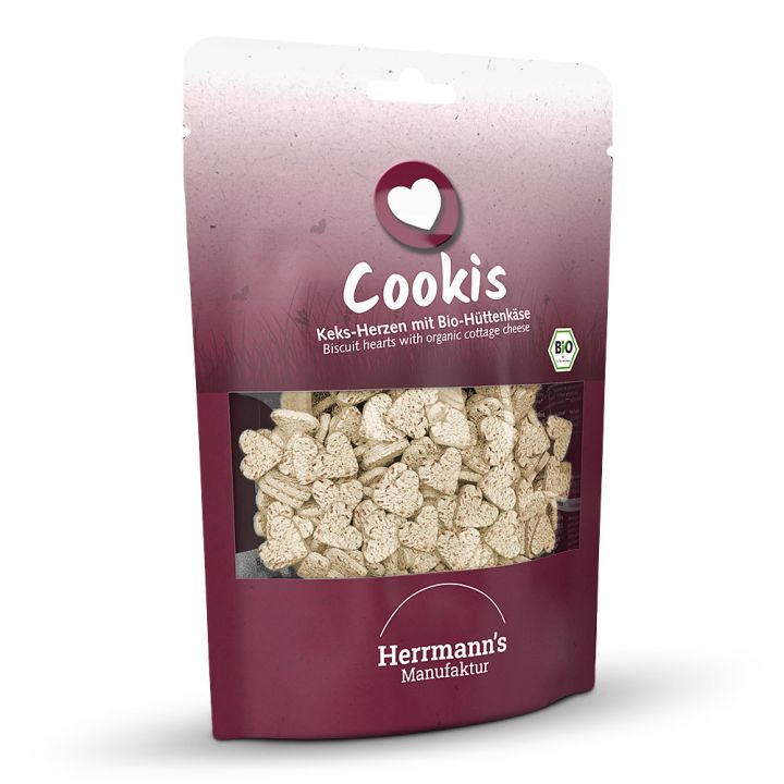 petspremium Herrmann's Bio Hüttenkäseherzen Cookis Snack 100 g Nur noch ein Tag übrig