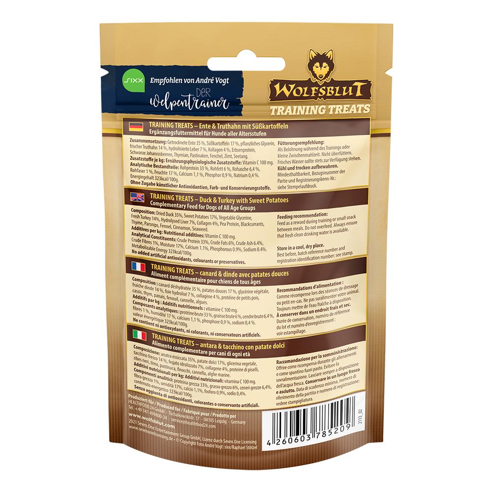 petspremium Wolfsblut Wild Duck & Turkey - Ente Truthahn und Süßkartoffel Training Treats Snack 70 g 50% Rabatt mit kostenlosem Versand