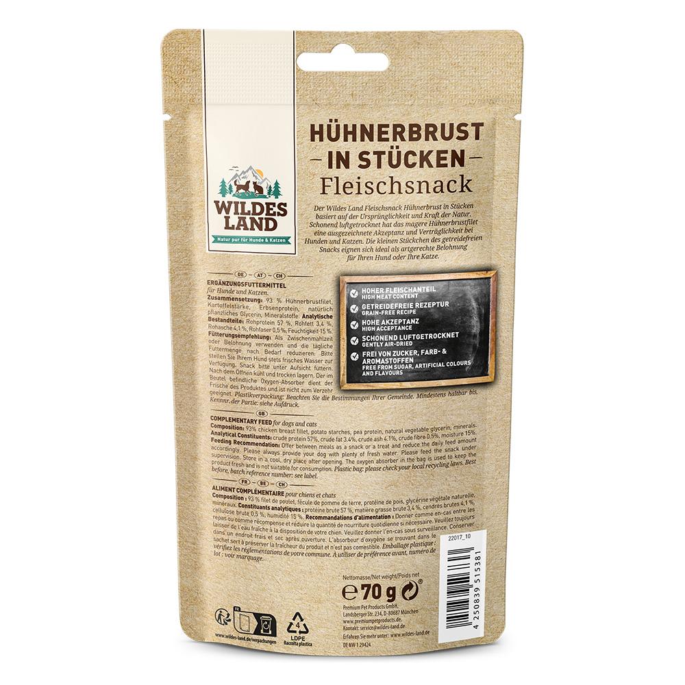 petspremium Wildes Land Hühnerbrust in Stücken Fleischsnacks Snack 70 g Im Verkauf