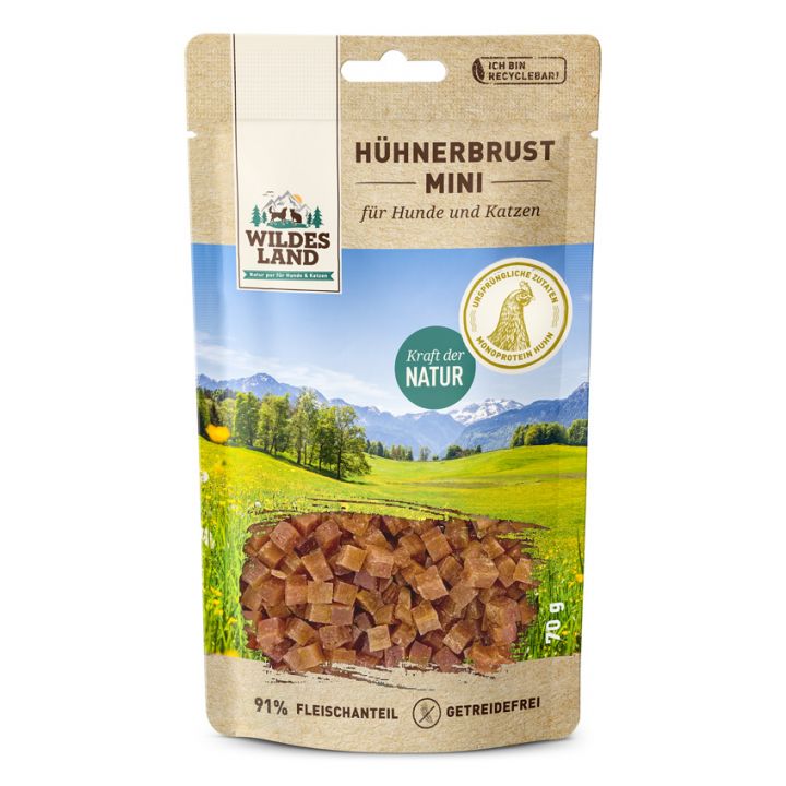 petspremium Wildes Land Hühnerbrust Mini Fleischsnacks Snack 70 g