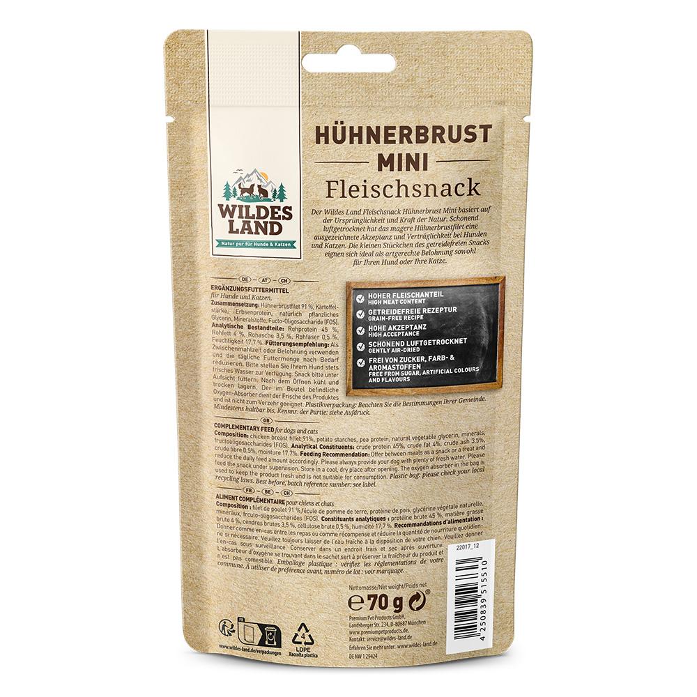 petspremium Wildes Land Hühnerbrust Mini Fleischsnacks Snack 70 g zollfrei