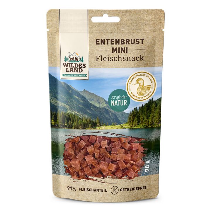 petspremium Wildes Land Entenbrust Mini Fleischsnacks Snack 70 g
