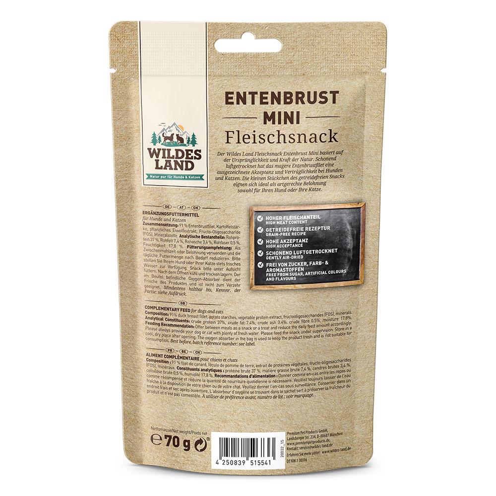 petspremium Wildes Land Entenbrust Mini Fleischsnacks Snack 70 g 50% Rabatt für begrenzte Zeit