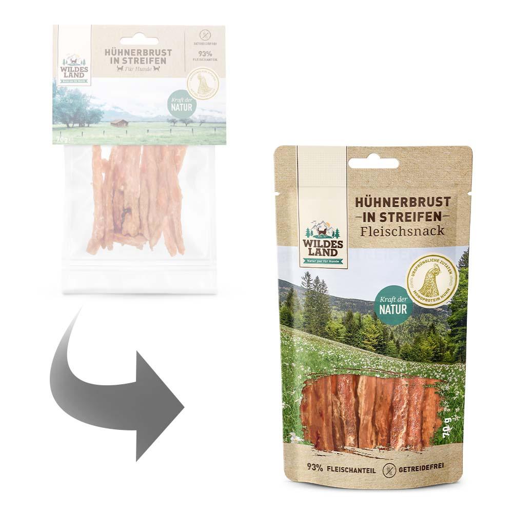 petspremium Wildes Land Hühnerbrust in Streifen Fleischsnacks Snack 70 g 2025