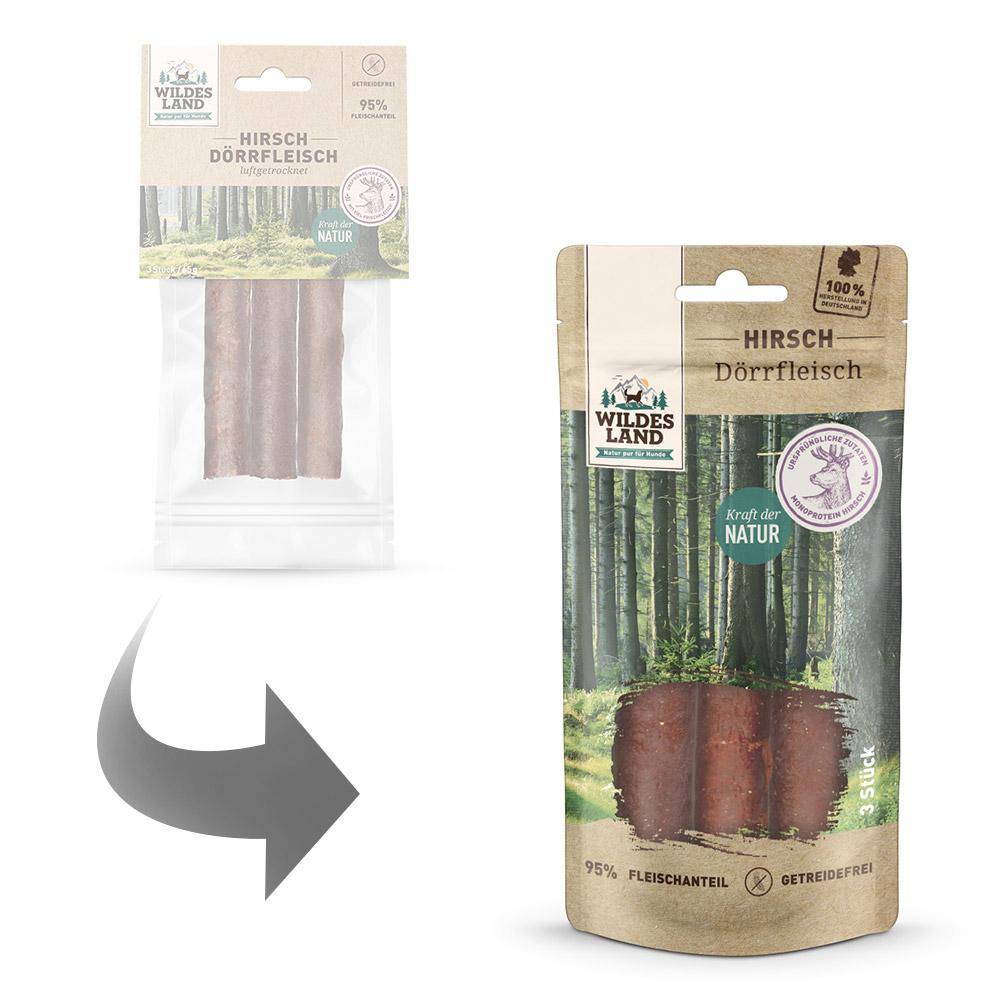 petspremium Wildes Land Hirsch Dörrfleisch Snack 3 Stück Auslauf