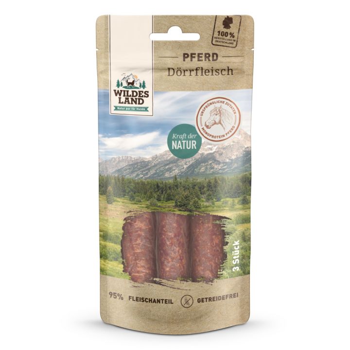 petspremium Wildes Land Pferd Dörrfleisch Snack 3 Stück