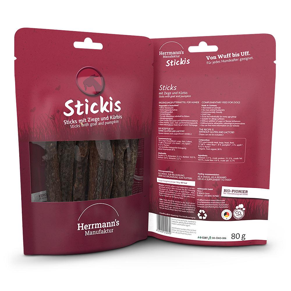 petspremium Herrmann's Ziege mit Kürbis Stickis Snack 80 g Günstiger Verkauf