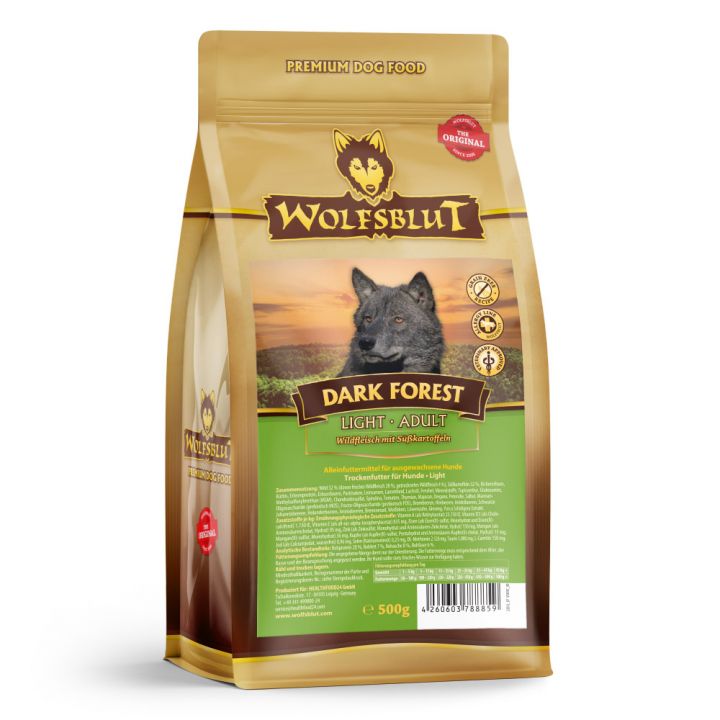 petspremium Wolfsblut Dark Forest - Wild und Süßkartoffel Light Trockenfutter 500 g