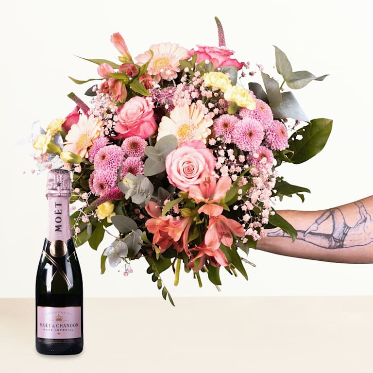 blume2000 Schön dass es dich gibt mit Moet Rosé Champagner