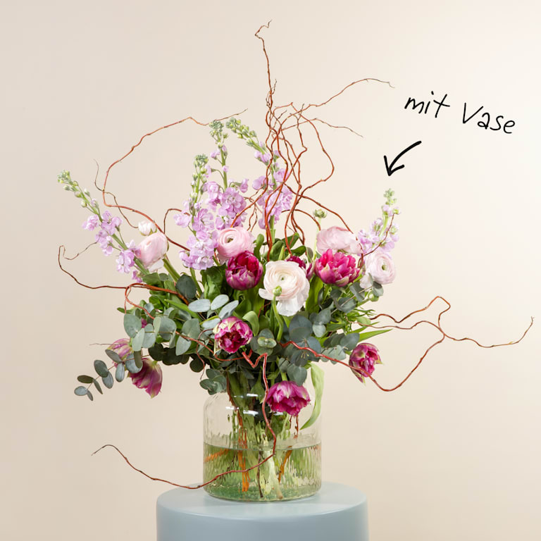 blume2000 Frühlingsblumenmix Pink mit Lieblings-Vase M