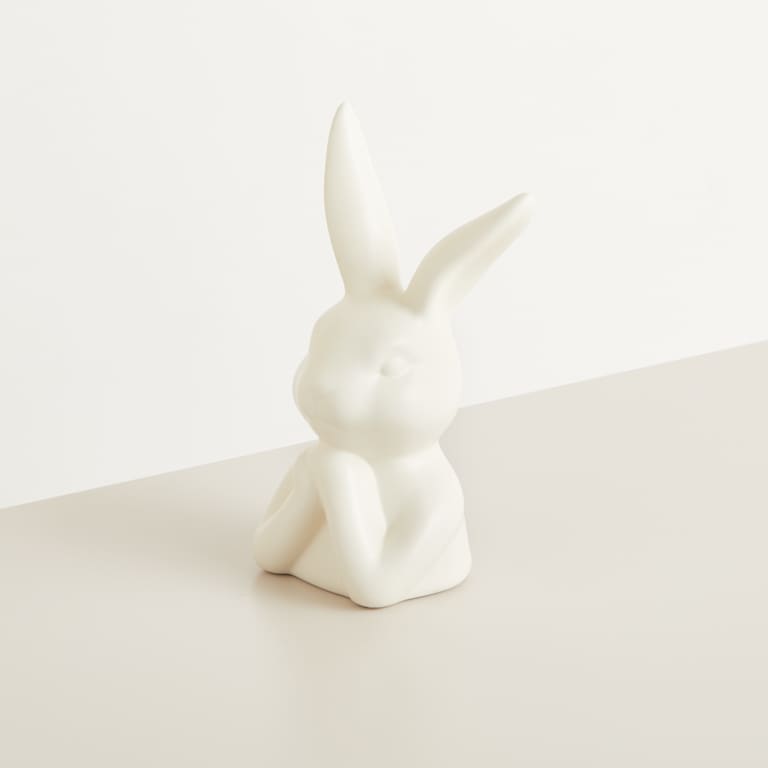blume2000 Deko Keramik Hase Kopf Weiß