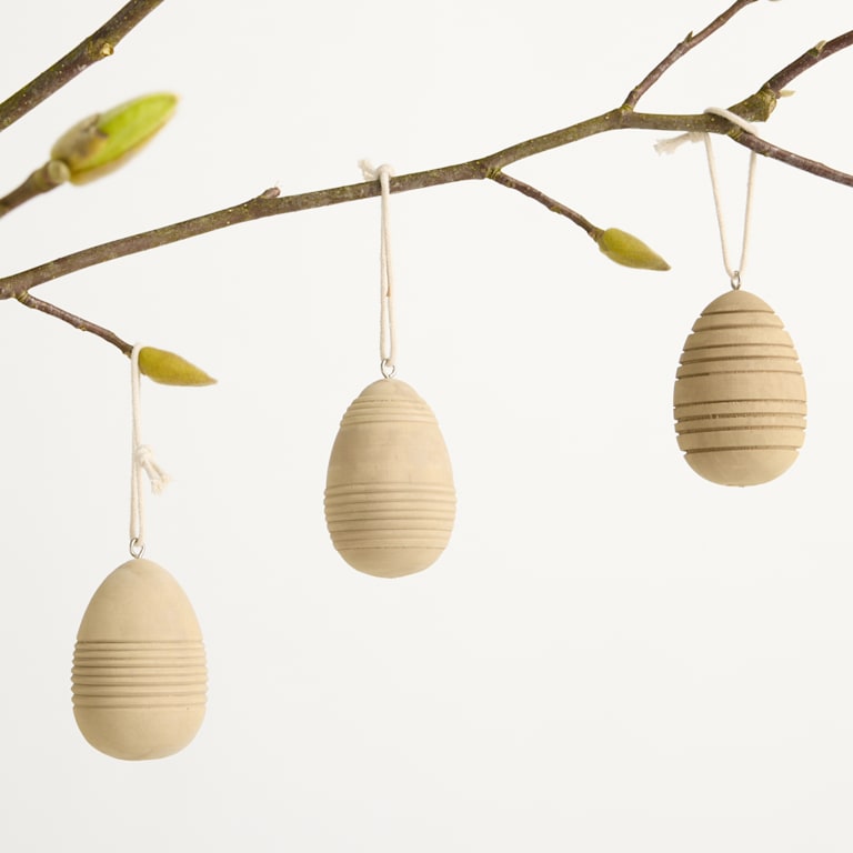 blume2000 Holz Hänger Ei 3er-Set