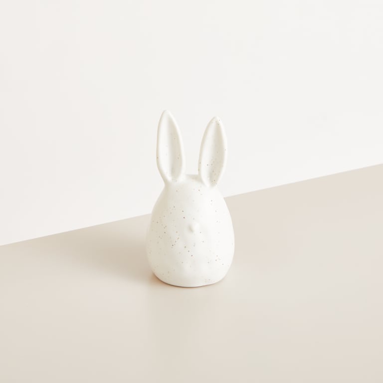 blume2000 Deko Keramik Hase Gerades Ohr Gesprenkelt Groß