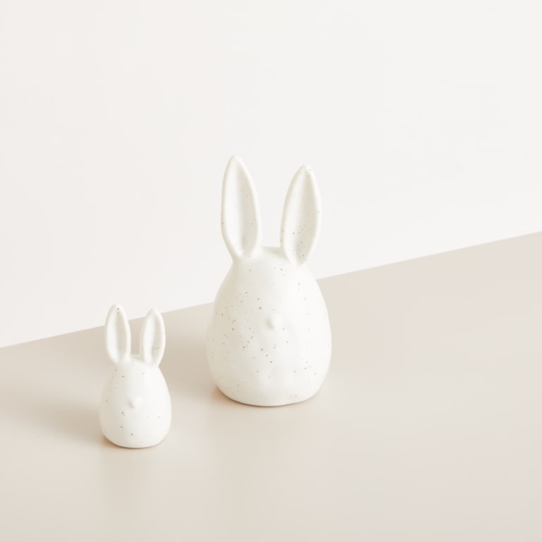 blume2000 Deko Keramik Hase Gerades Ohr Gesprenkelt Groß Limitierter Zeitrabatt