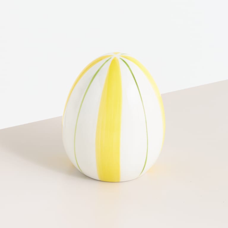 blume2000 Deko Keramik Ei Grün Gelb Gestreift