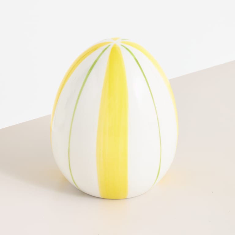 blume2000 Deko Keramik Ei Grün Gelb Gestreift Saisonschlussverkauf