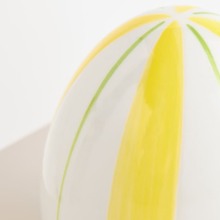 blume2000 Deko Keramik Ei Grün Gelb Gestreift Saisonschlussverkauf