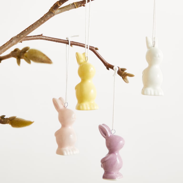 blume2000 Deko Keramik Hänger Hase Figur 4er-Set