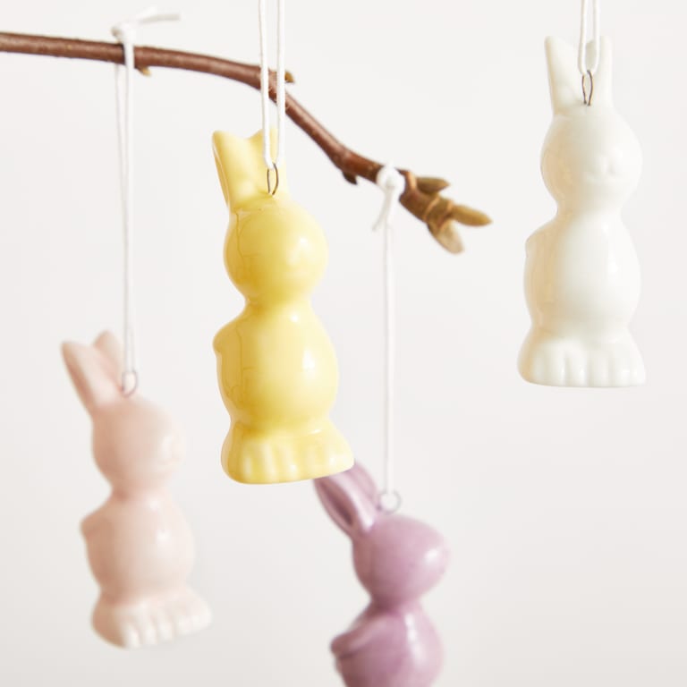blume2000 Deko Keramik Hänger Hase Figur 4er-Set Valentinstagsangebot