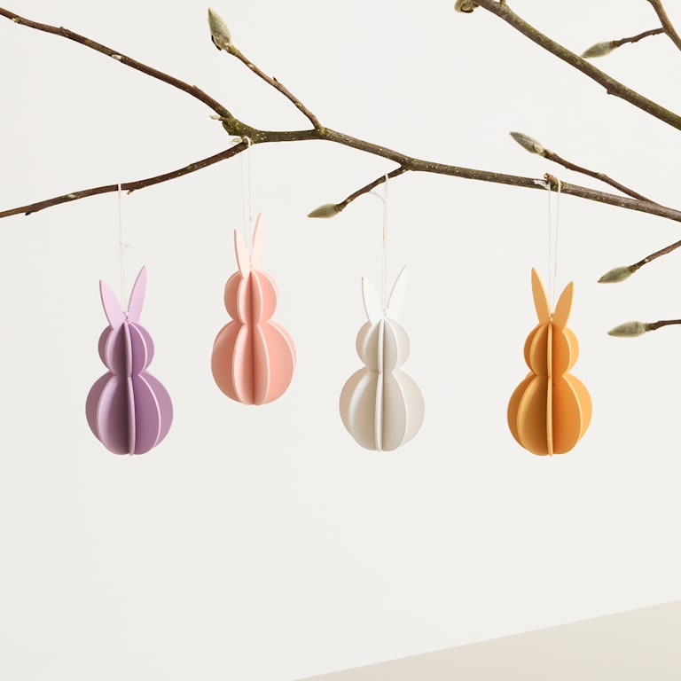 blume2000 Deko Holz Hänger Hase Plissee 4er-Set