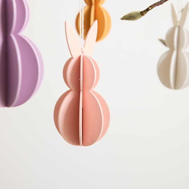 blume2000 Deko Holz Hänger Hase Plissee 4er-Set Jubiläumsangebot