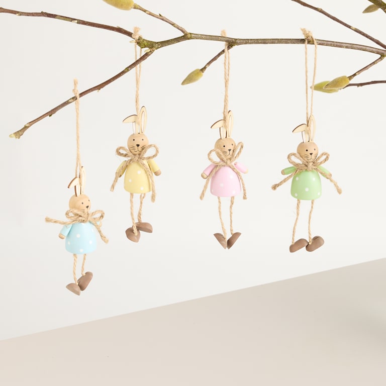 blume2000 Deko Holz Hänger Hase 4er-Set