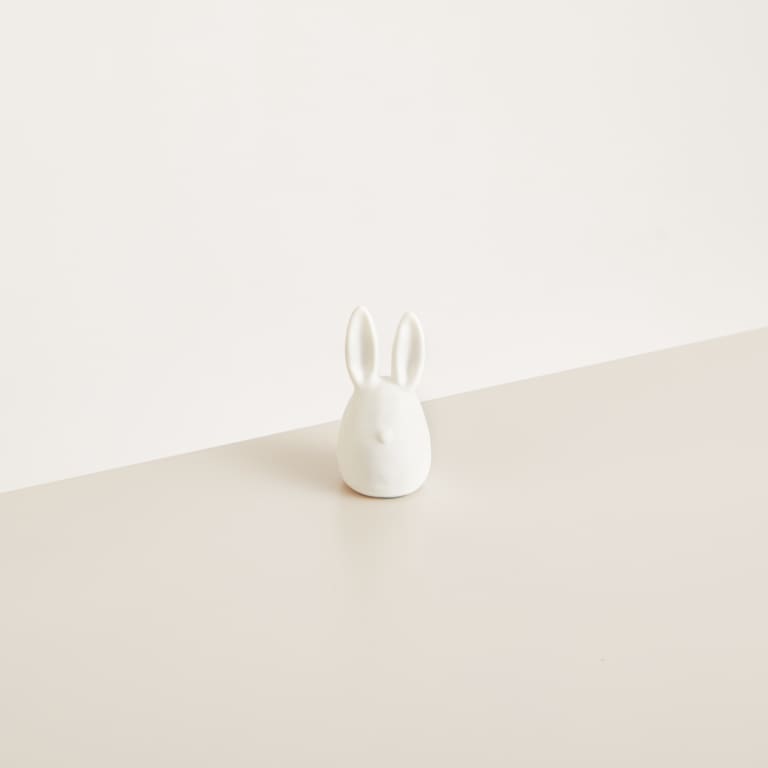blume2000 Deko Keramik Hase Gerades Ohr Weiß Klein