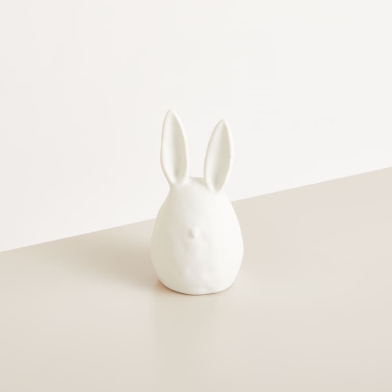 blume2000 Deko Keramik Hase Gerades Ohr Weiß Groß