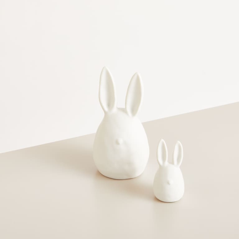blume2000 Deko Keramik Hase Gerades Ohr Weiß Groß Top Angebot