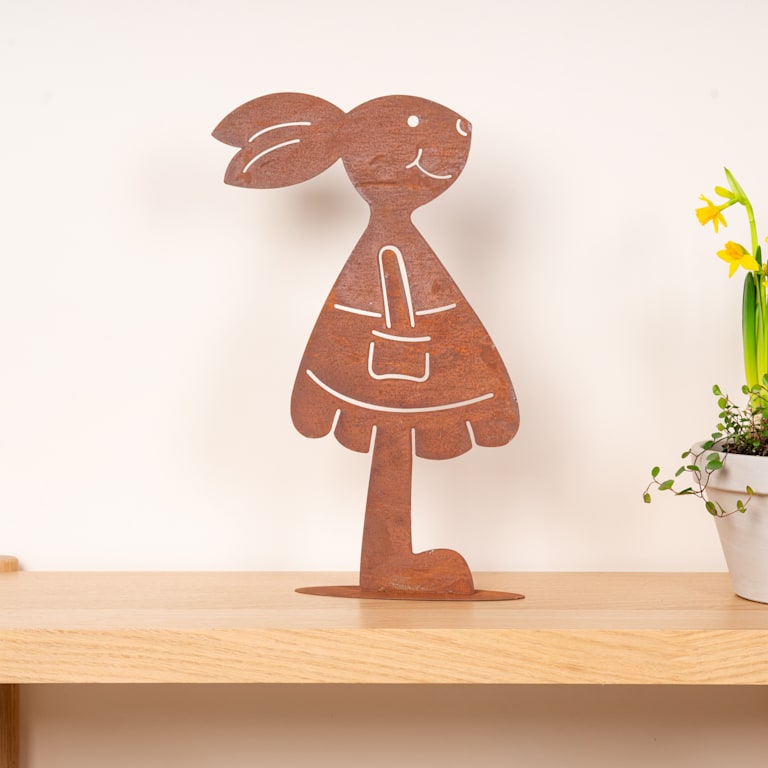 blume2000 Metall Silhouette Hase Mädchen Rost Matt