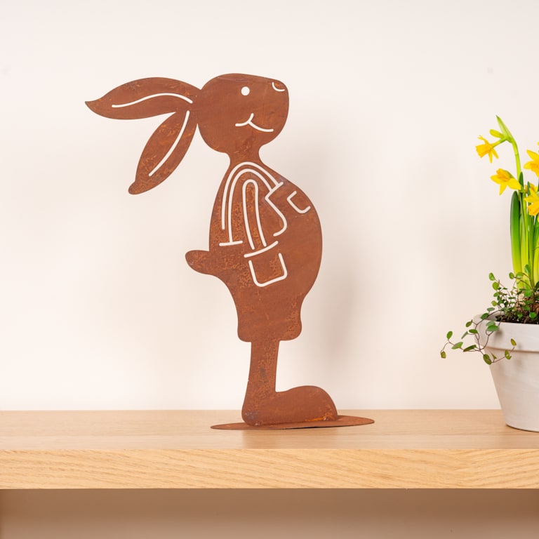 blume2000 Metall Silhouette Hase Junge Rost Matt