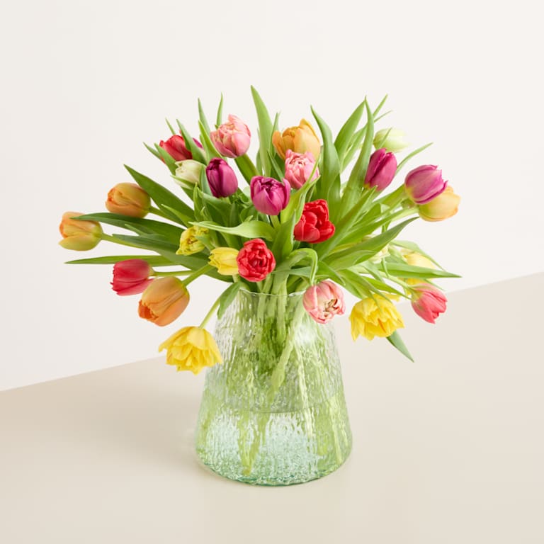 blume2000 Bunte Tulpen - 30 Stiele mit Lieblingsvase Peak