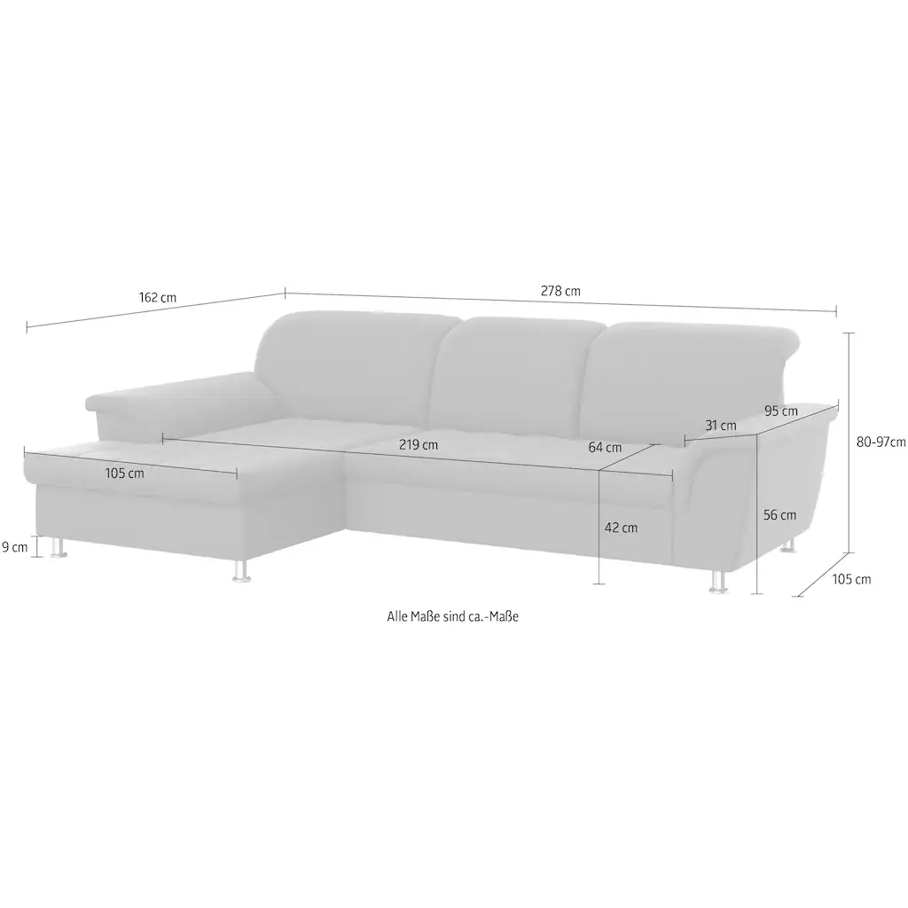DOMO collection Ecksofa mit Kopfteilverstellung online kaufen Bis zu 55% Rabatt