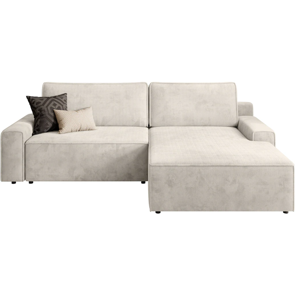 TRENDMANUFAKTUR Ecksofa »Challenge Schlafsofa mit Bettkasten Couch in L-Form Breite 245 cm« Recamiere beidseitig montierbar mit Bettfunktion trendiger Cordstoff kaufen Discount Store für neue Produkte