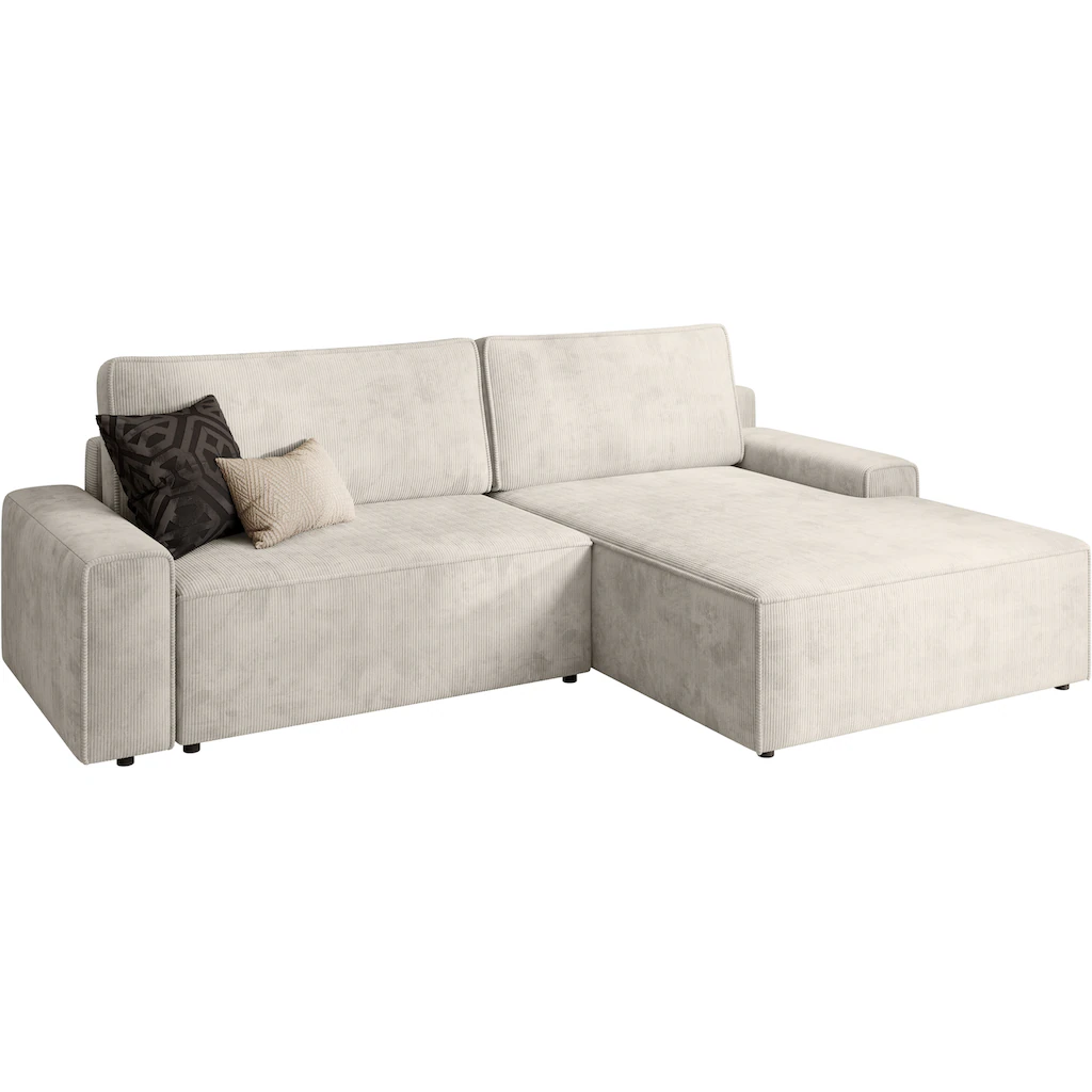 TRENDMANUFAKTUR Ecksofa »Challenge Schlafsofa mit Bettkasten Couch in L-Form Breite 245 cm« Recamiere beidseitig montierbar mit Bettfunktion trendiger Cordstoff kaufen Discount Store für neue Produkte