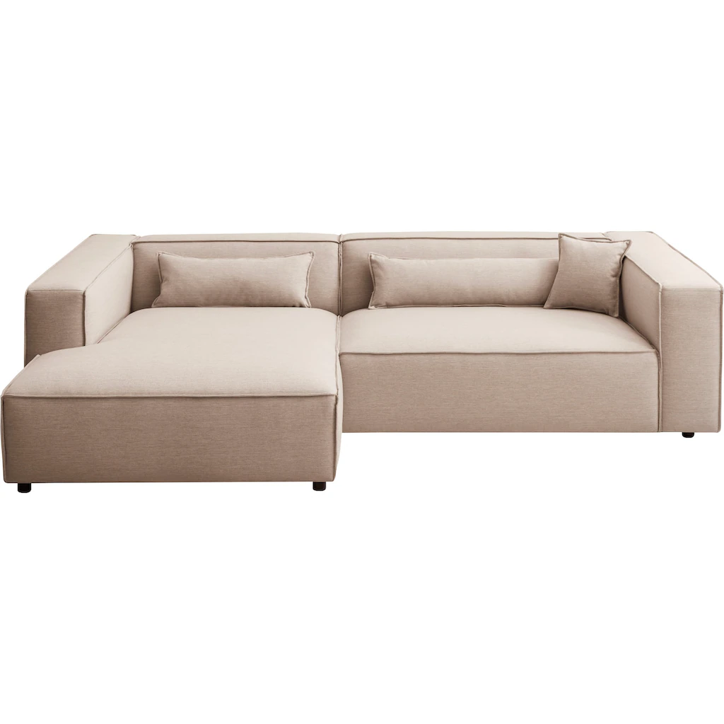 LeGer Home by Lena Gercke Ecksofa »PIARA XXL Big-Sofa in Cord oder Leinenoptik L-Form mit Kedernaht« wahlweise Ottomane rechts/links schwarze Füße extra tiefe Sitzfläche kaufen Clearance-Verkauf