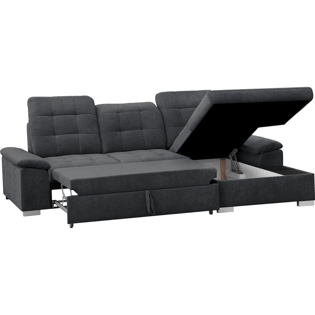 WERK2 Ecksofa Carmen Sofa Eckcouch mit Schlaffunktion Bettkasten und Sitztiefenverstellung kaufen zollfrei