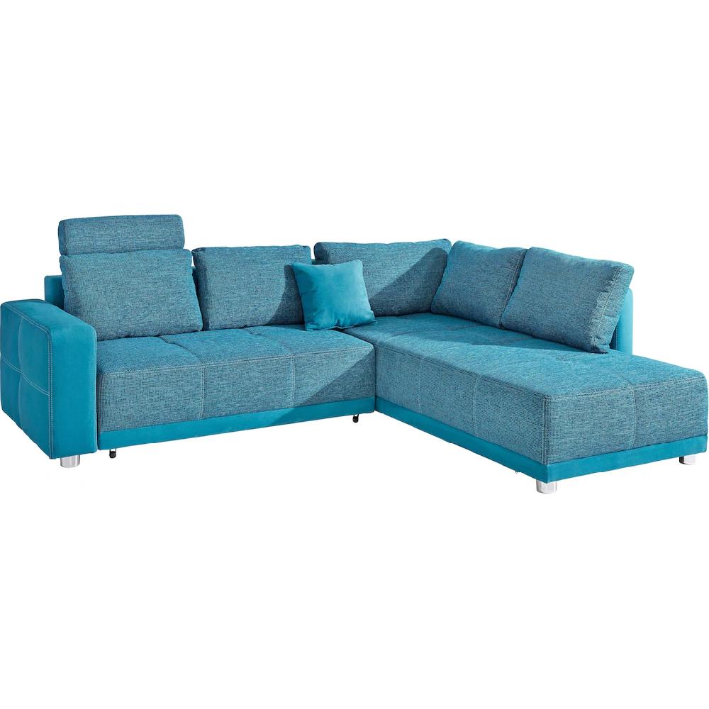 Places of Style Ecksofa mit Bettfunktion Bettkasten und Federkern wahlweise mit 1 oder 3 Kopfstützen Ottomane links oder rechts montierbar kaufen 50% Rabatt für begrenzte Zeit