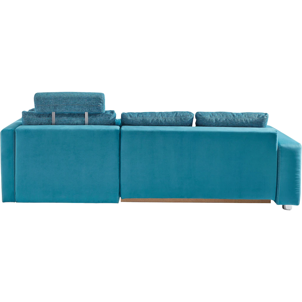 Places of Style Ecksofa mit Bettfunktion Bettkasten und Federkern wahlweise mit 1 oder 3 Kopfstützen Ottomane links oder rechts montierbar kaufen 50% Rabatt für begrenzte Zeit