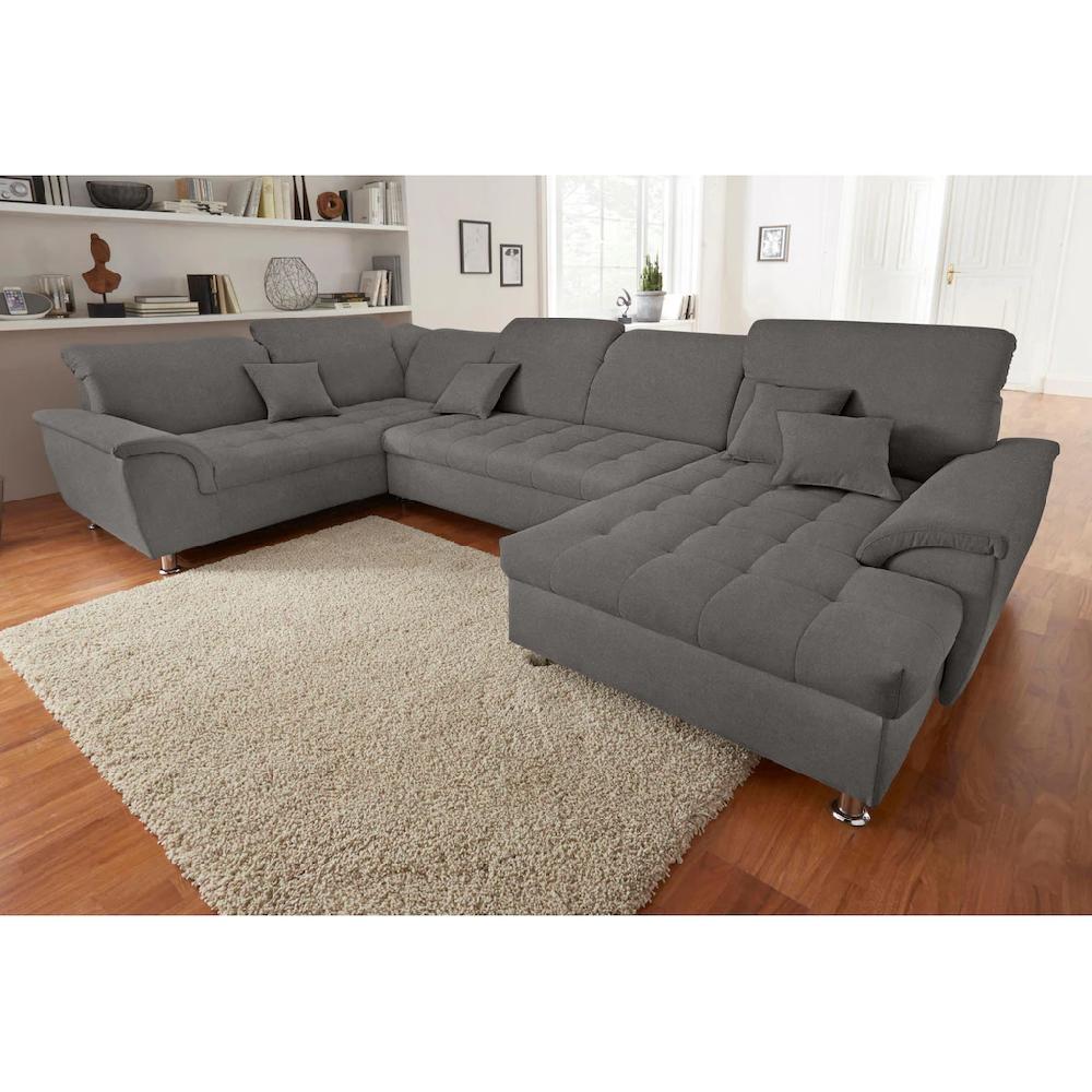 DOMO collection Wohnlandschaft »Franzi wahlweise mit Kopfteilverstellung Bettfunktion Bettkasten« im XXL-Format B/T/H: 352/214/80 cm Steppung im Sitz U-Form kaufen