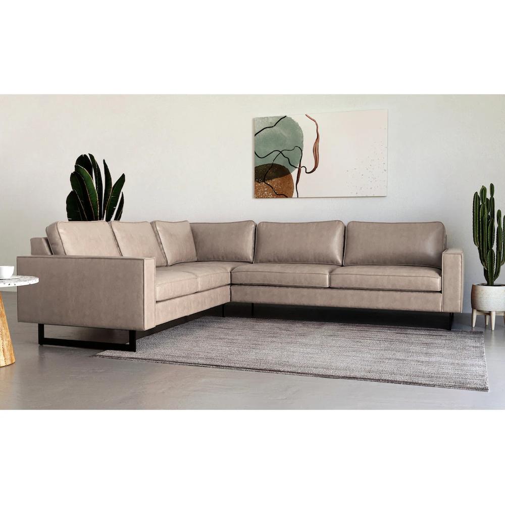 Places of Style Ecksofa »Pinto 250/290 cm langer Schenkel XXL Ottomane« Cord Feincord Luxus-Microfaser Leder und Chenille kaufen