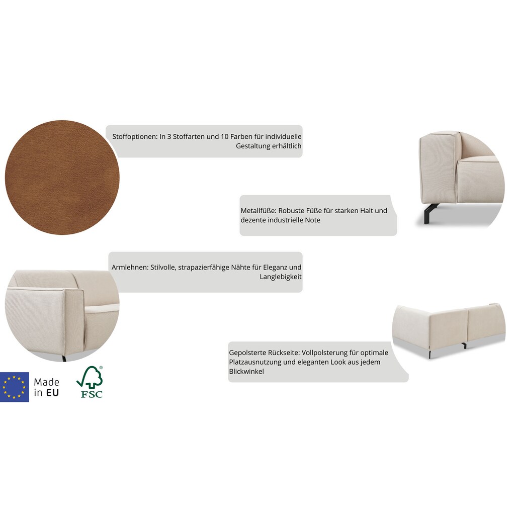 Places of Style Ecksofa Lorcan in Lederoptik oder Strukturstoff lieferbar kaufen Blitzverkäufe