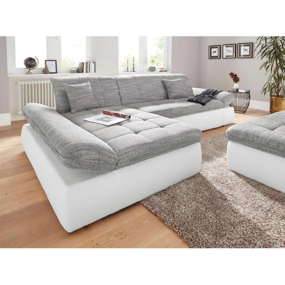 DOMO collection Ecksofa »PB Moric wahlweise mit Bettfunktion + Armteilverstellung L-Form« im XXL-Format B/T/H:300/172/80 cm feine Steppung kaufen Limitierter Zeitrabatt