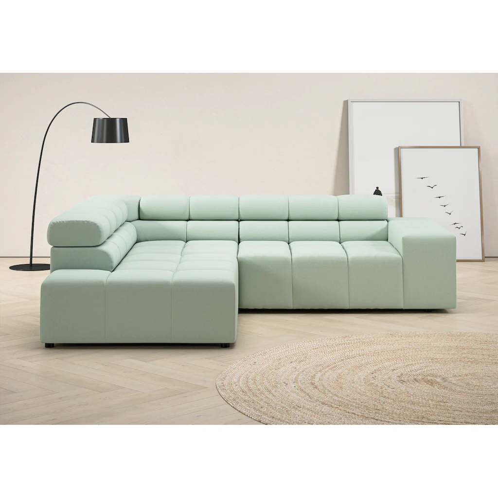 INOSIGN Ecksofa »Ancona incl. Kopfteilverstellung + 3 Zierkissen L-Form « wahlweise motorische Sitztiefenverstellung B/T(H: 249/215/70 cm kaufen