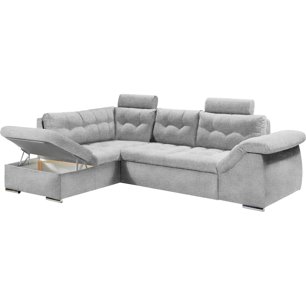 ED EXCITING DESIGN Ecksofa Oman mit Bettfunktion Bettkasten Armteilverstellung und Kopfstützen kaufen Großer Ausverkauf