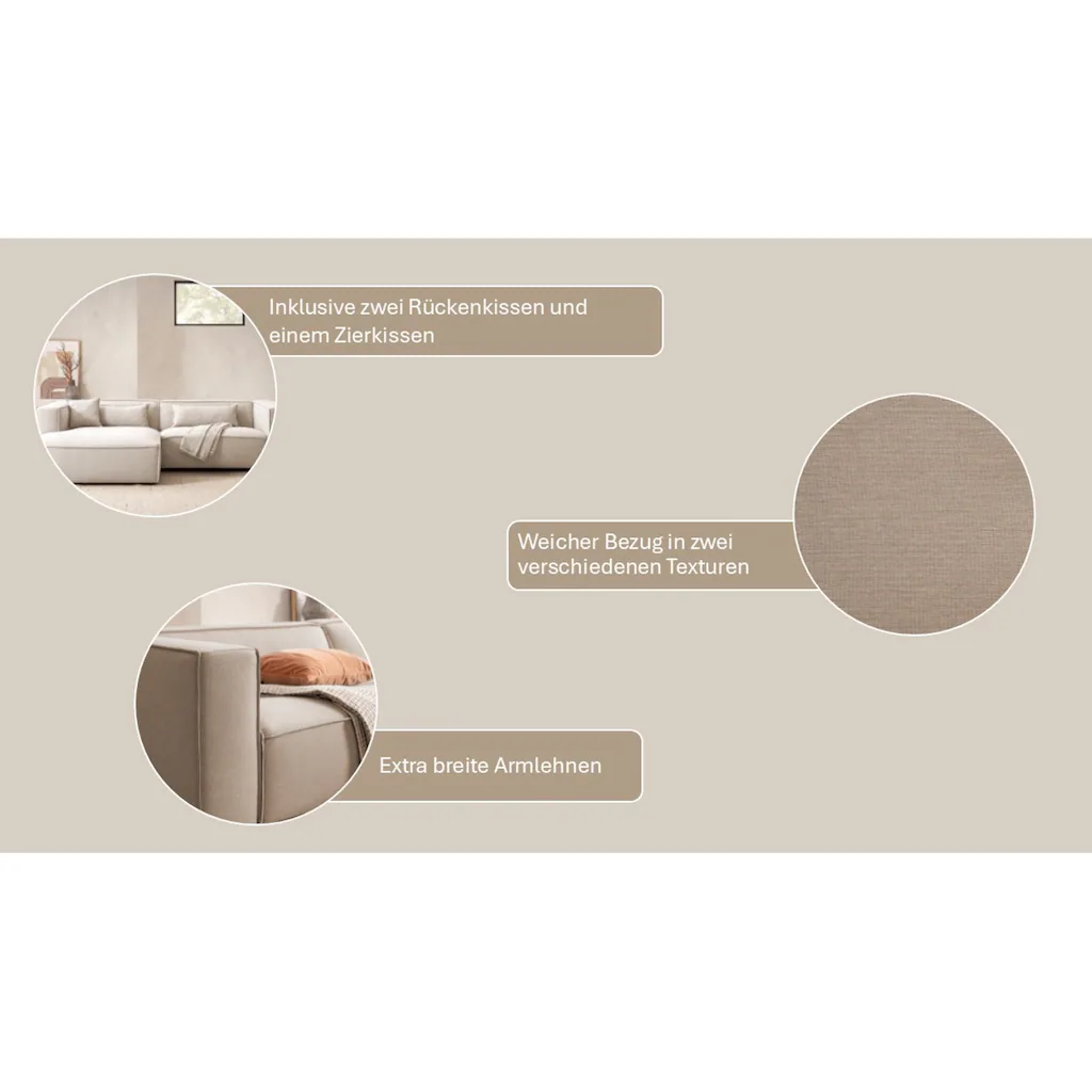LeGer Home by Lena Gercke Ecksofa »PIARA mit Kedernaht in Cord oder Leinenoptik moderne Couch in L-Form« wahlweise Ottomane rechts/links schwarze Füße bequemer Sitzkomfort kaufen Flash Sale