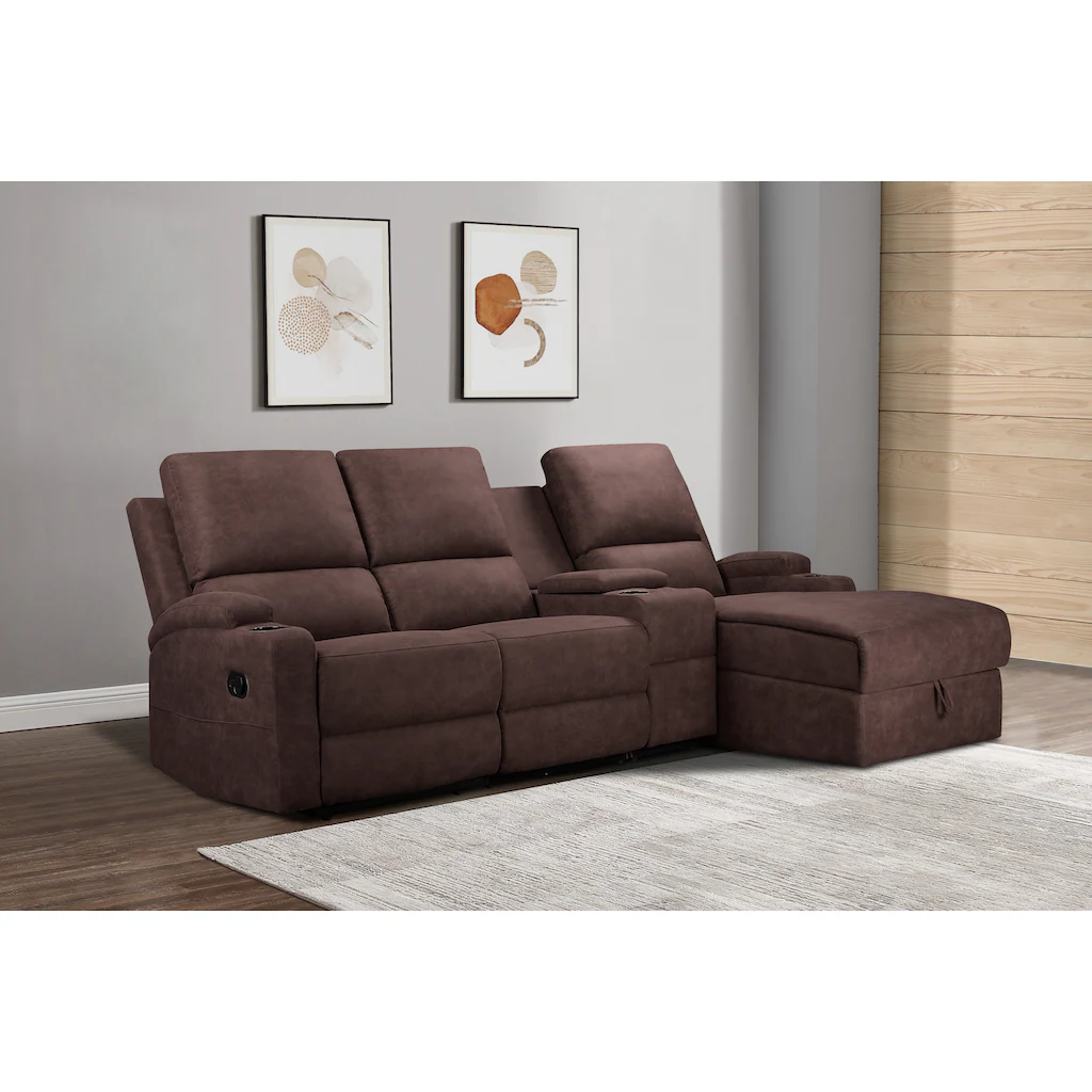 Home affaire Ecksofa »Napori Multimediasofa 3er Kinosessel XXL L-Form « Kinosofa mit Relaxfunktion Getränkehalter Staufach und Staukasten kaufen Begrenztes Angebot