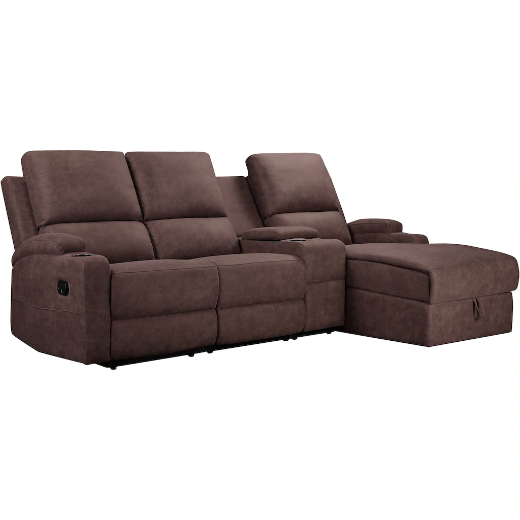 Home affaire Ecksofa »Napori Multimediasofa 3er Kinosessel XXL L-Form « Kinosofa mit Relaxfunktion Getränkehalter Staufach und Staukasten kaufen Begrenztes Angebot